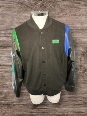 Nike Air Jordan Sport DNA Sz S Varsity Letterman Wool Blend Faux Leather Jacket